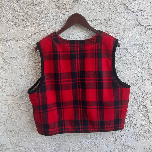 Banana Republic Reversible Wool Sherpa Plaid Vest Corduroy Trim Size M - Picture 4 of 8